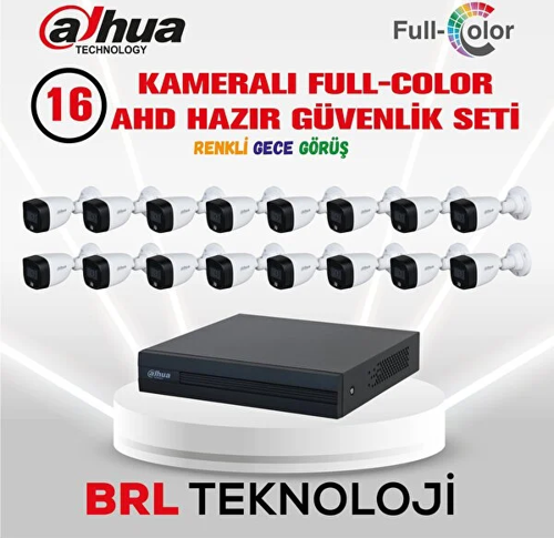 16 Kameralı Renkli Gece Görüşlü Full Hd Güvenlik Kamera Seti