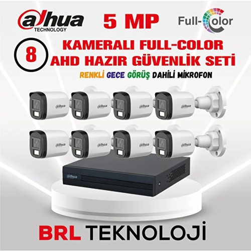 5 Mp 8 Kameralı Sesli 30 Metre Renkli Gece Görüşlü Full Hd Kamera Seti