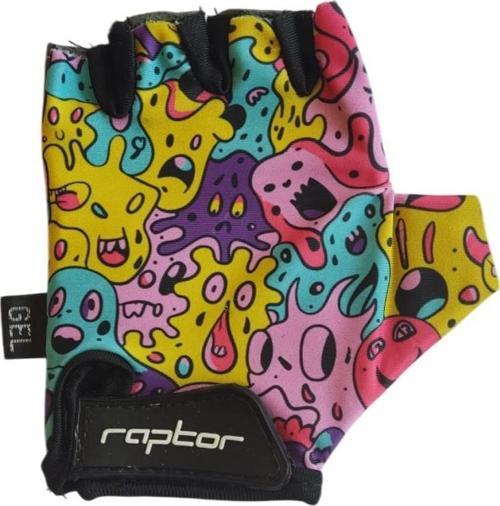 Raptor Çocuk Eldiveni Kısa Parmak Çocuk Bisiklet Eldiveni Silikon Jelli Canavar Desenli M Beden