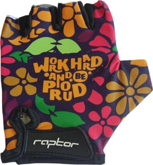 Raptor Çocuk Eldiveni Kısa Parmak Çocuk Bisiklet Eldiveni Silikon Jelli Çiçek Desenli M Beden