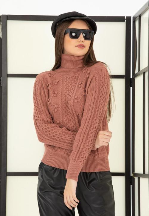 Kadın Gofralı Balıkçı Yaka Triko Bluz 11015