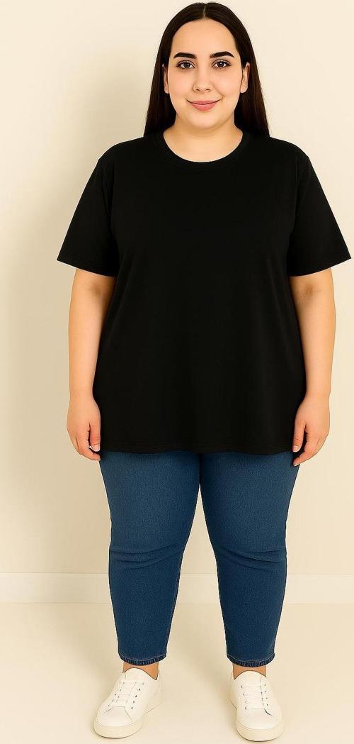 Kadın Büyük Beden Kısa Kollu Basic Oversize T-shirt 1976-25