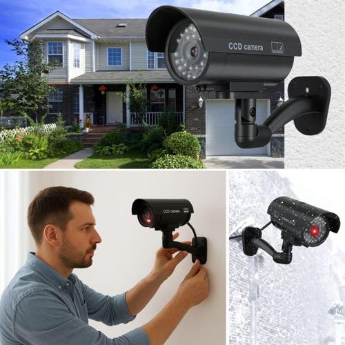® Duvara Monte Edilebilen Kırmızı Işıklı Siyah Sahte Güvenlik Kamerası Fake Kamera