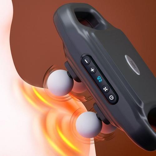 ®4 Başlıklı Masaj Tabancası – 12W Derin Doku & Kas Ağrısı Giderici, 20 Seviye & 6 Mod - Siyah