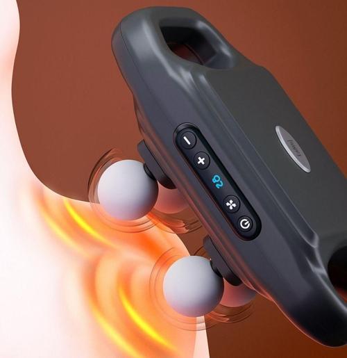 ®4 Başlıklı Masaj Tabancası – 12W Derin Doku & Kas Ağrısı Giderici, 20 Seviye & 6 Mod - Siyah