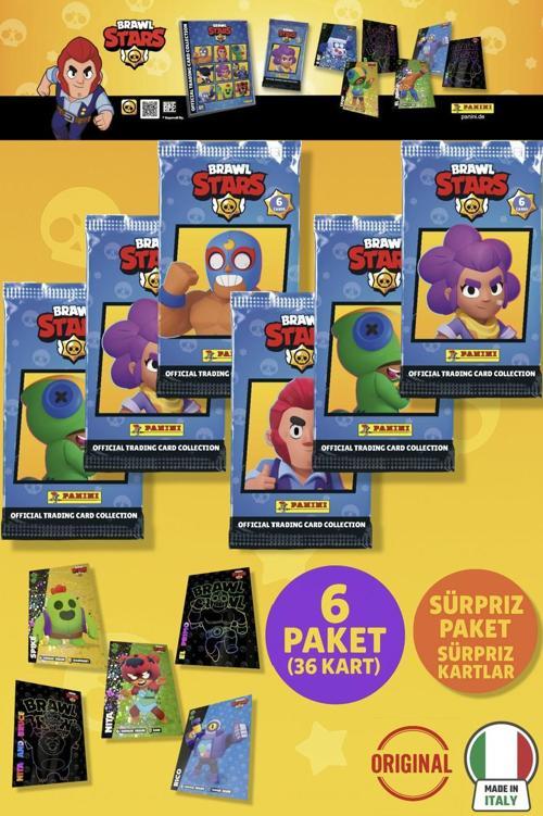 Brawl Stars Panini Resmi Kart Paketi: 6 Paket (36 Kart)