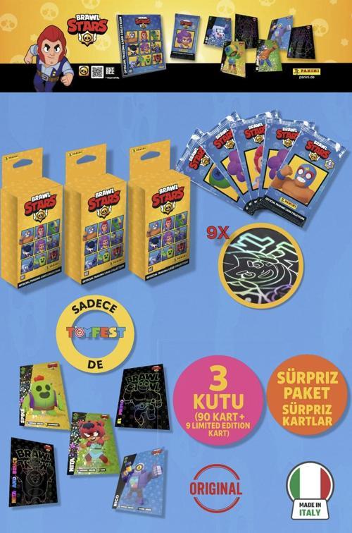 Brawl Stars Panini Resmi Kart Kutusu: 3 Kutu (90 Kart + 9 Limited Edition Kart)