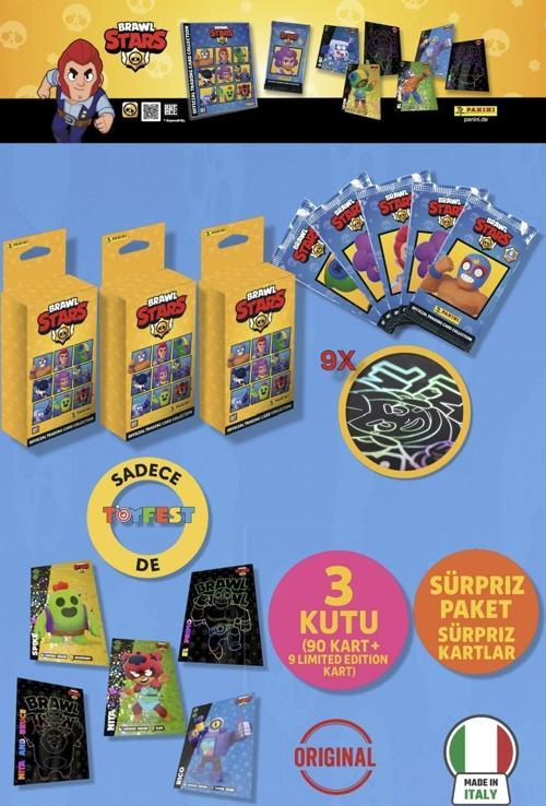 Brawl Stars Panini Resmi Kart Kutusu: 3 Kutu (90 Kart + 9 Limited Edition Kart)