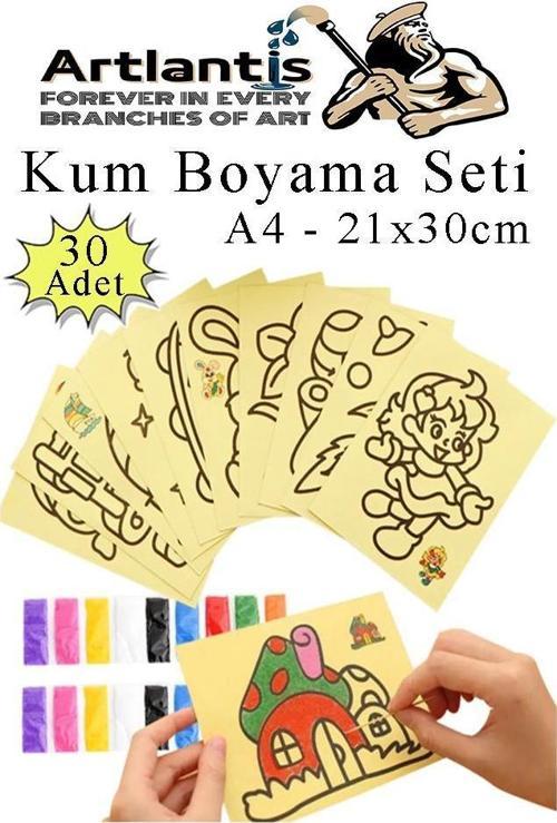 Kum Boyama Seti 30 Adet 20x30 cm A4 Boyutunda Büyük Boy Kaliteli Kum Boyama Çalışması Tuz Boyama Etkinlik