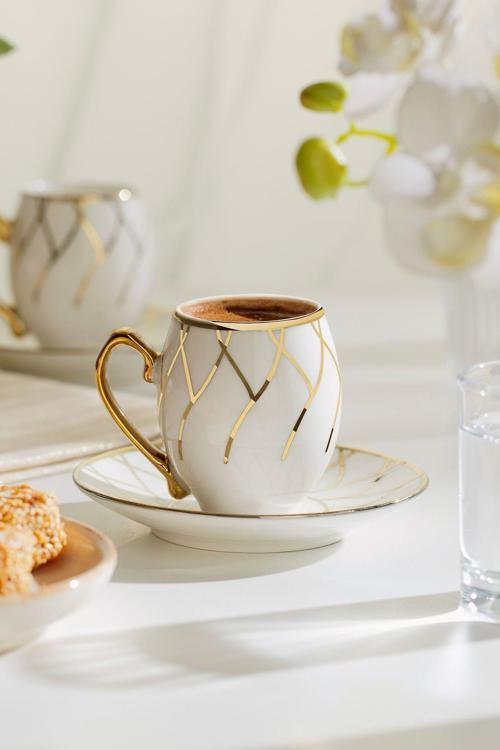 Dora 6 Kişilik 12 Parça Porselen Kahve Fincan Takımı