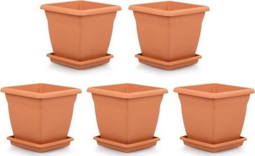 SO-VK04 Villa Kare Tabaklı Saksı Takımı 32 lt Kiremit 5 Adet