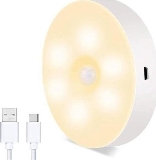 BUFFER® Hareket Sensörlü Usb Şarjlı Spot Lamba Mıknatıslı ve Yapışkanlı Gün Işığı Renk Led