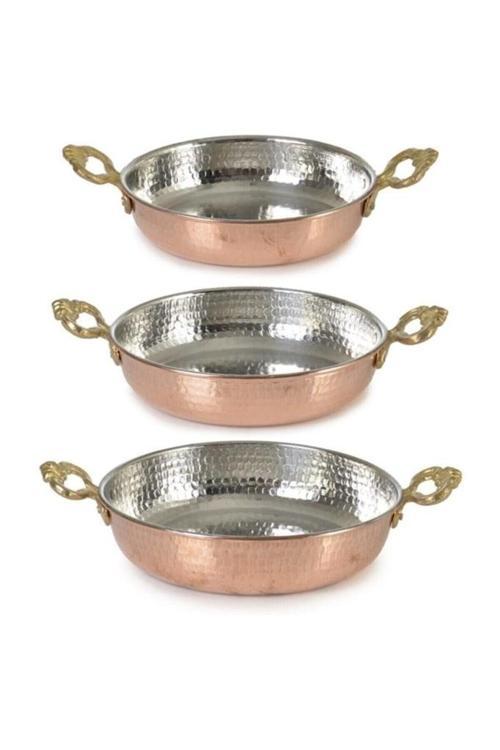 3Lü Bakır Sahan Tava Seti 14-16-18cm Bk024