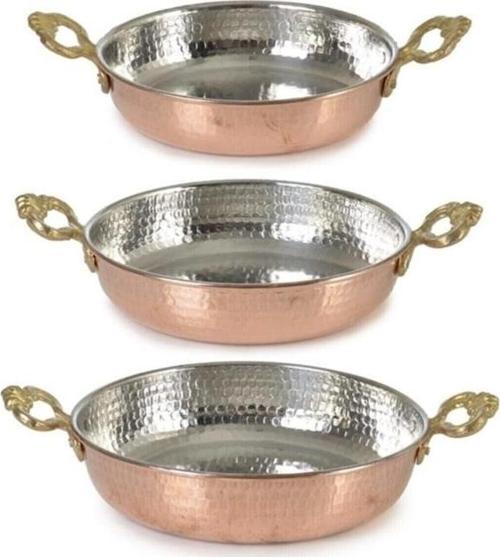 3Lü Bakır Sahan Tava Seti 14-16-18cm Bk024