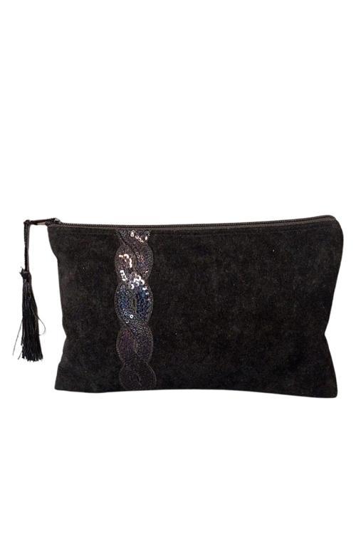 - Sibel 2453 6616 El Yapımı Pul Detaylı Kadife Clutch - Portföy Çanta