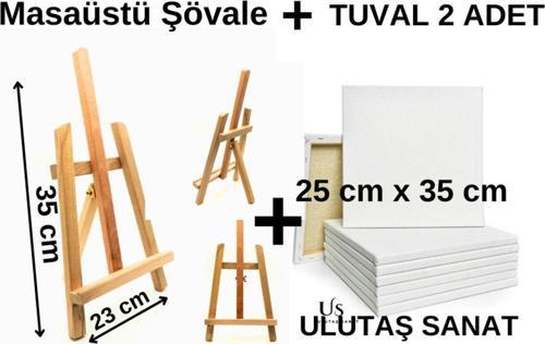 Masaüstü Şövale Üç Ayaklı, Resim Şövalesi, 25X35 Tuval 2 Adet