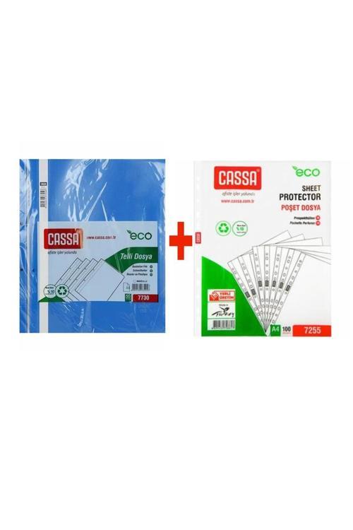 Cass Eco Telli Dosya Mavi 50'Li + Cassa Eco Poşet Dosya 100'Lü