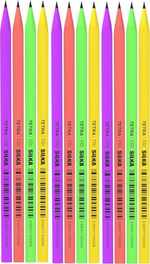 Kaly Üçgen Neon Kurşun Kalem 12'Li