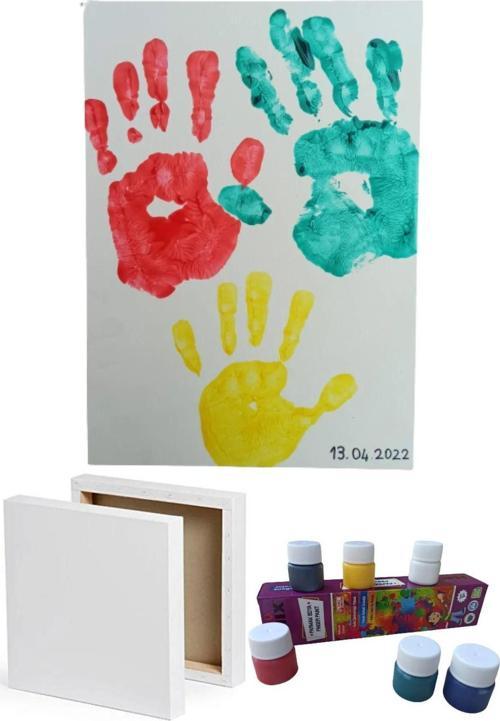 Bebek El Ayak Izi Baskı Seti Hatıra Seti Hobi Tuval Parmak Boyası