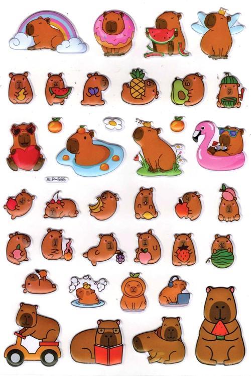 Sticker Kabartmalı A4 Boyutunda Stiker Defter, Planlayıcı Etiket-(lim565) - Capybara Meyveler
