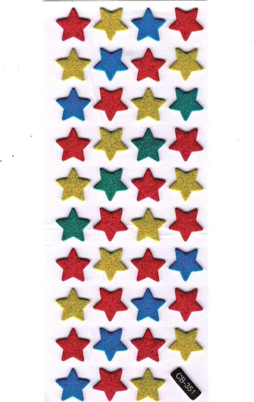 Sticker Kabartmalı Sticker Defter Planlayıcı Etiket (cb351) 16x7 cm- Mini Renkli Yıldızlar