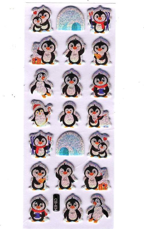 Sticker Kabartmalı Sticker Defter Planlayıcı Etiket (cb634) 16x7 cm- Sevimli Penguenler