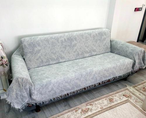 Pamuklu Kaymaz Alaca Maxi Boy Kolları Kapatan Koltuk Örtüsü (170x320)-Gri