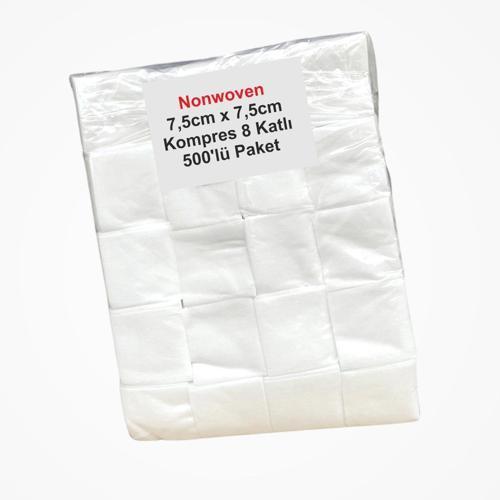 NonSteril Nonwoven (Yüksek Emicili) 7,5cm x 7,5cm Kompres 8 Katlı - 500'lü Paket
