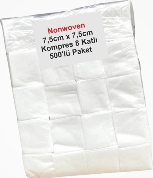 NonSteril Nonwoven (Yüksek Emicili) 7,5cm x 7,5cm Kompres 8 Katlı - 500'lü Paket