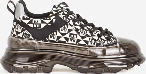 Erkek Sneaker Kalın Tabanlı Bağcıklı Günlük Ayakkabı 19094 SİYAH/BEJ