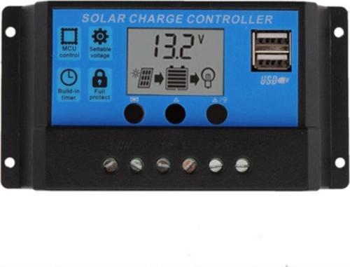 Güneş Paneli Akü Şarj Kontrol Cihazı 10 Ah Amper 2 Li Usb Çıkışlı Regülatör 10A - 12/24V