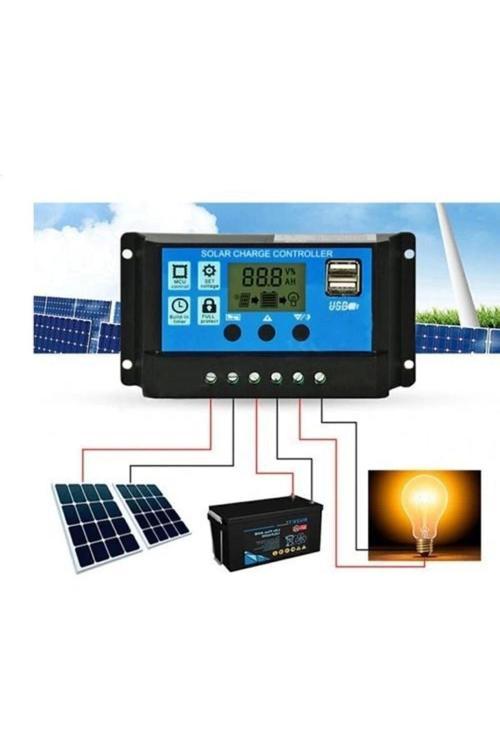 Güneş Paneli Akü Şarj Kontrol Cihazı 10 Amper-12V 24V