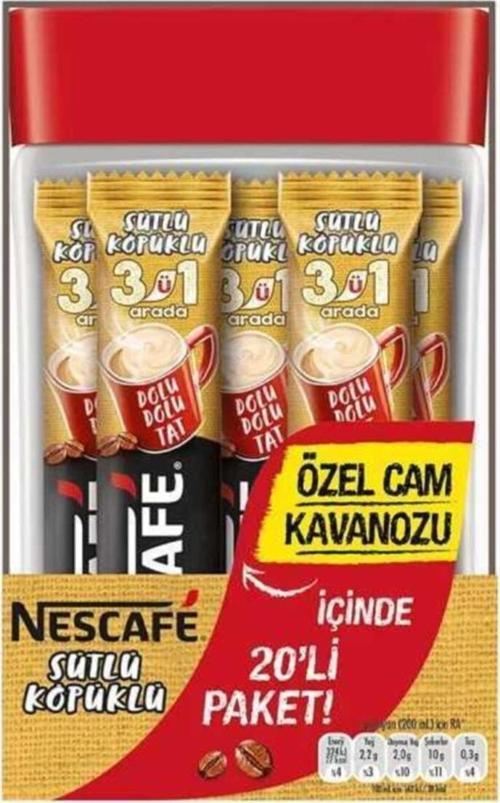 3ü1 Arada Sütlü Köpüklü 20'li Cam Kavanoz