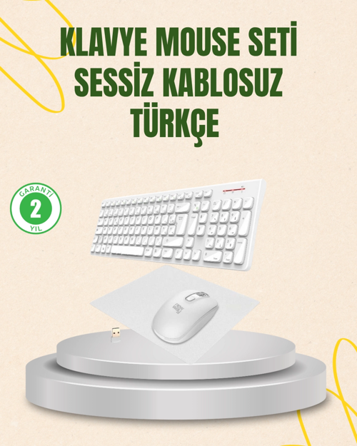 Kablosuz Klavye ve Mouse Seti - Ergonomik Tasarım, Sessiz Kullanım, Geniş Uyumluluk