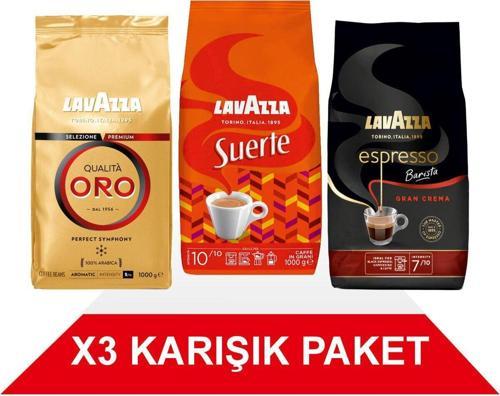 Qualità Oro + Suerte + Espresso Barista Gran Crema Çekirdek Kahve (1000gr) 3'Lü Paket