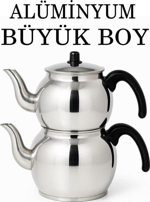 Alüminyum Küre Çaydanlık Büyük Boy Siyah Kulp