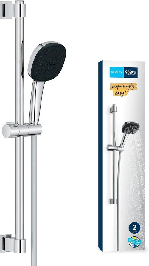 Vitalio Comfort 110 Sürgülü Duş Seti, 110Mm Kare 2 Akışlı El Duşu, 600Mm Sürgülü Ray, 1750Mm D