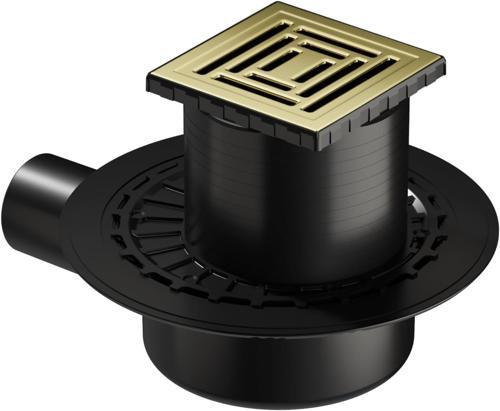 V-Flow Kare 5607316 Yalıtımlı Duş Kanalı Yandan Çıkışlı Dk 800 Kapak Parlak Altın