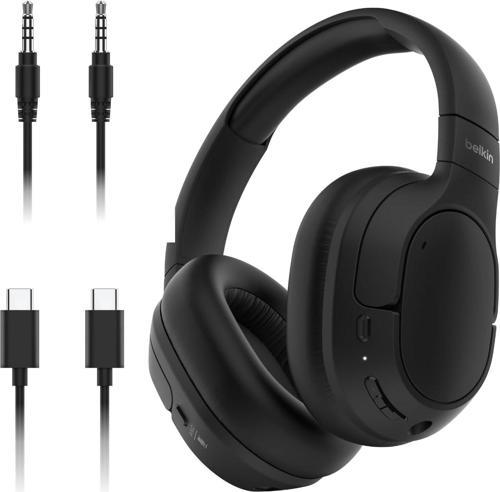 Soundform Isolate Aktif Gürültü Engelleyici Kafaüstü Kulaklık – Siyah, 60 Saat Pil Ömrü, Deri