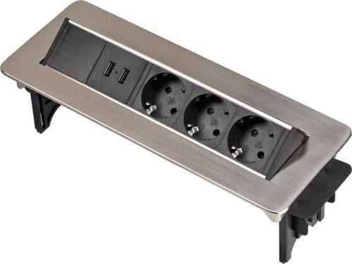 Ofis ve Mutfak Masasına Ayarlanabilir 3 Soketli 2 USB' li Priz