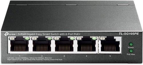 Tl-Sg105Pe, 5-Port Gigabit Easy Smart Switch With 4-Port Poe+