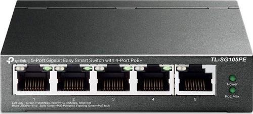 Tl-Sg105Pe, 5-Port Gigabit Easy Smart Switch With 4-Port Poe+