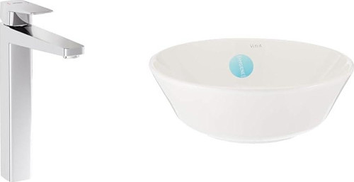 Geo Yuvarlak Çanak Lavabo + Root Square Blueco Çanak Lavabo Bataryası Seti