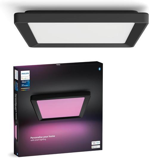 Hue Tento Siyah Sıva Üstü Rgb Akıllı Led Panel Tavan Armatürü 30X30Cm 1340 Lumen