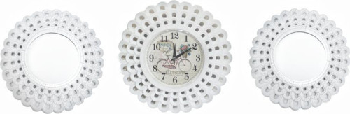 736 Serisi Modern 35 CM Aynalı Set Duvar Saati Beyaz