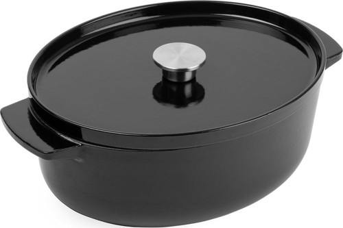 Cast Iron 30 Cm/5,6 L Oval Kapaklı Tencere, Kaliteli, Sağlam Ve Uzun Ömürlü, Kızartma, Kı