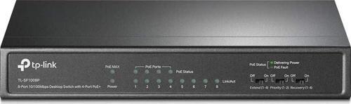 Tl-Sf1008P, 8-Port 10/100Mbps Desktop Switch With 4-Port Poe+