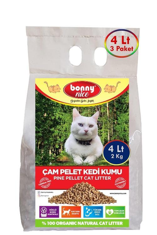 Doğal Çam Peleti Kedi Kumu 2 Kg 4 Lt (3 Adet)