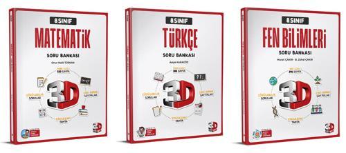 3D 2025 8. Sınıf Lgs Matematik + Türkçe + Fen Bilimleri Soru Seti 3 Kitap