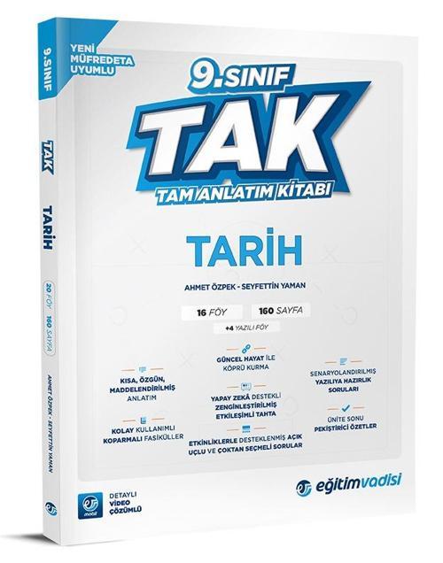 Eğitim Vadisi 2025 9. Sınıf Tarih Tak Tam Anlatım Kitabı